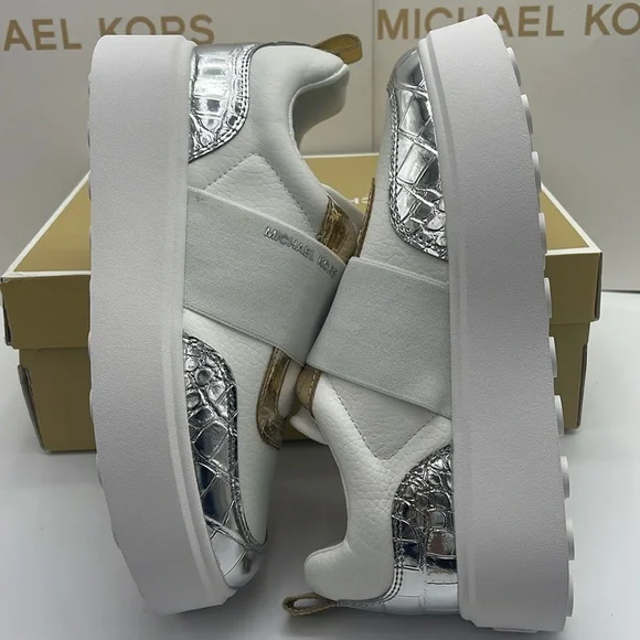 MICHAEL KORS Romey Mixed Media Slip-On Faux Tambled Platform Sneaker
Silver
New - Picture 11 of 16